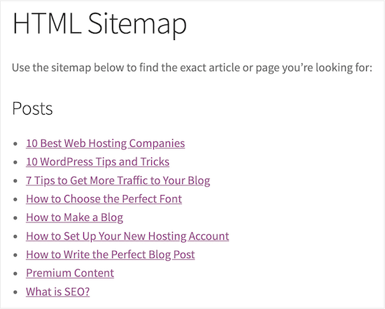 Final block sitemap example Final block sitemap example