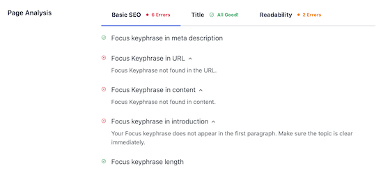 Page analysis basic SEO Page analysis basic SEO