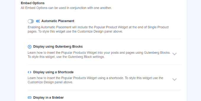 Create a full backup or customize your backup Popular products embed options