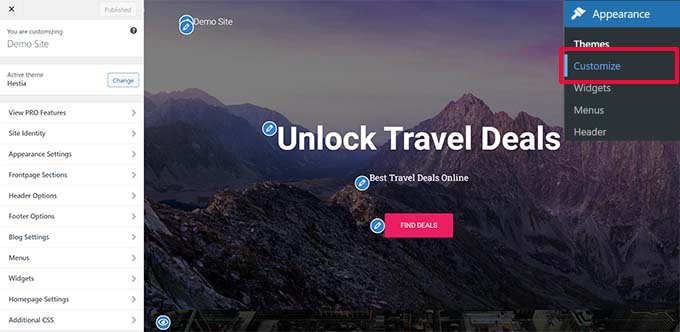 Theme customizer in classic themes Theme customizer in classic themes
