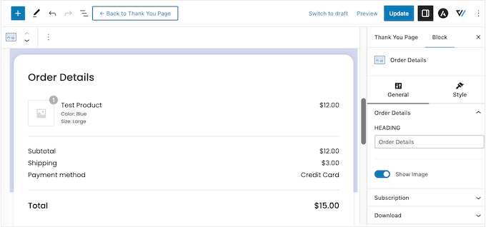 FunnelKit's Order Details widget FunnelKit's Order Details widget