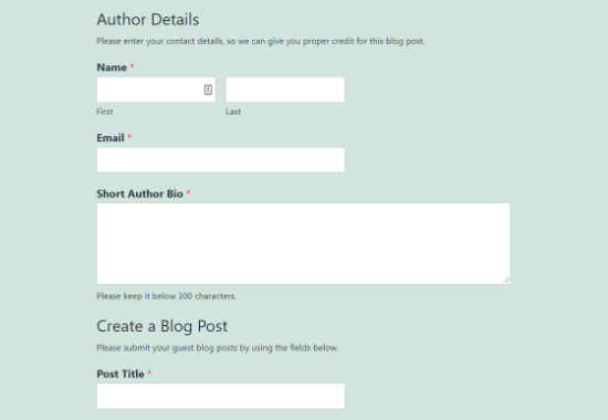 Post submission form example Post submission form example