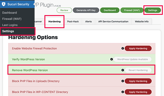 Sucuri WordPress version hardening Sucuri WordPress version hardening