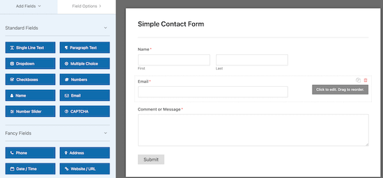 WPForms builder Drag and drop form builder