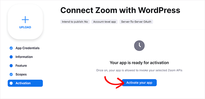 Click Activate your app button Click Activate your app button
