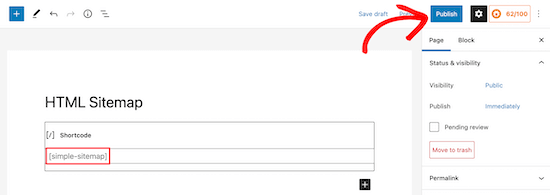 Paste shortcode and publish Paste shortcode and publish