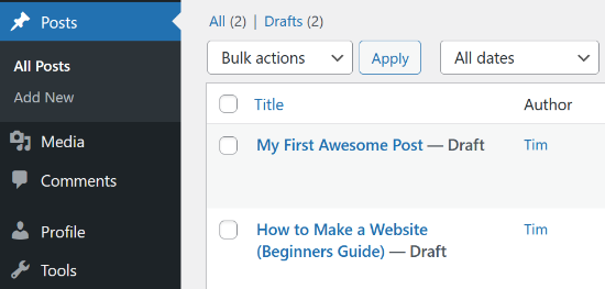 Posts by only the author Posts by only the author