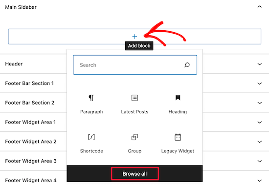 Click add widget block icon Click add widget block icon