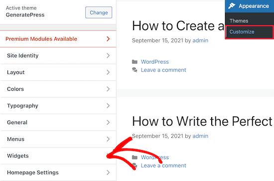 WordPress sidebar customizer widget WordPress sidebar customizer widget