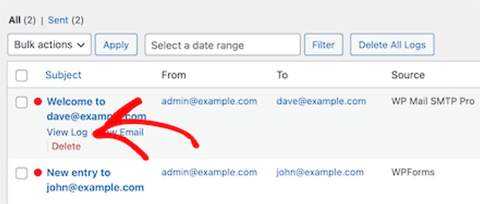 Check logs for unsent email Check logs for unsent email