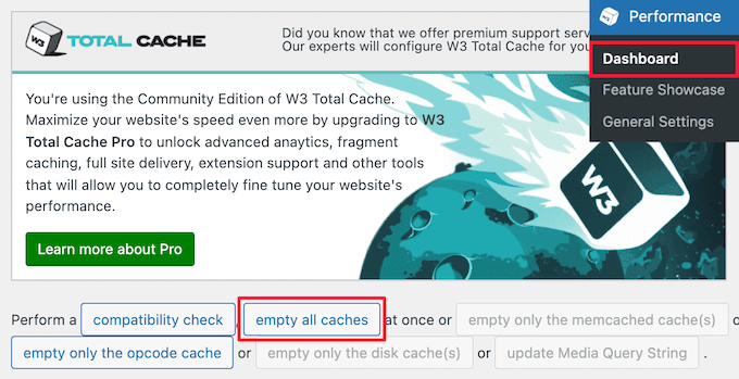 Clear W3 Total Cache Clear W3 Total Cache