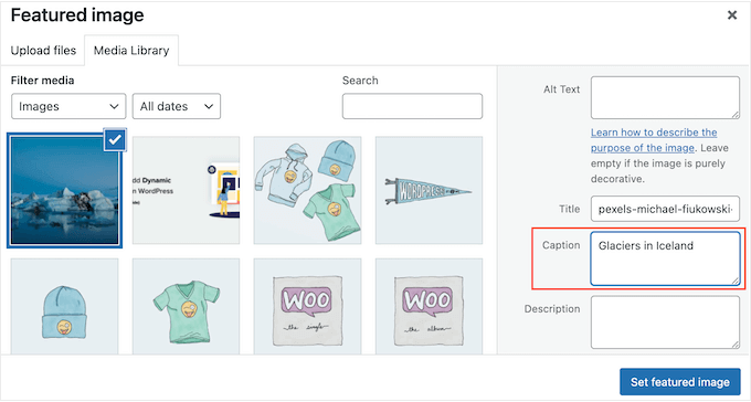 Adding captions to a featured image in WordPress Adding captions to a featured image in WordPress