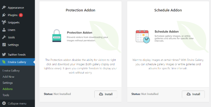 Install the protection addon Install the protection addon