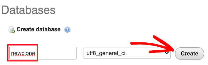 create-new-database Enter database name and create