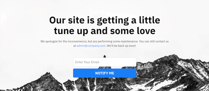 Maintenance mode page example Maintenance mode page example