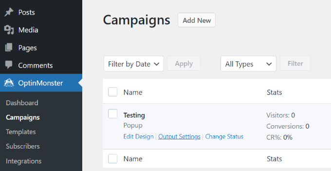 Change output settings Change output settings