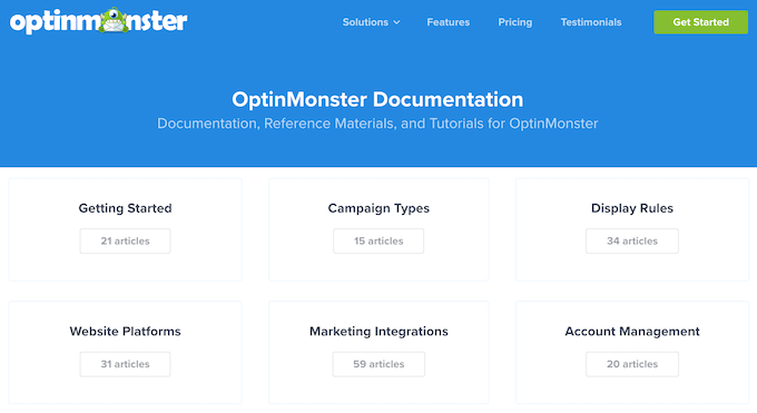 OptinMonster's online documentation OptinMonster's online documentation