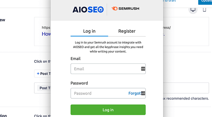 Connect your Semrush account Connect your Semrush account
