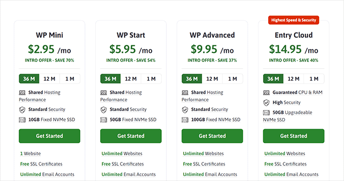 Shared WordPress hosting plans Shared WordPress hosting plans