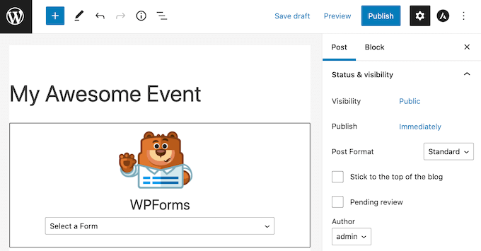 wpforms-wordpress-block The WPForms block.