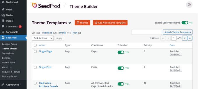 Templates in the SeedProd Theme Builder Templates in the SeedProd Theme Builder