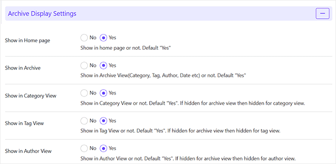 Configure Archive Display settings Configure Archive Display settings