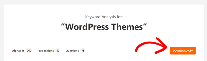 Download keyword research as a CSV file Download keyword research as a CSV file