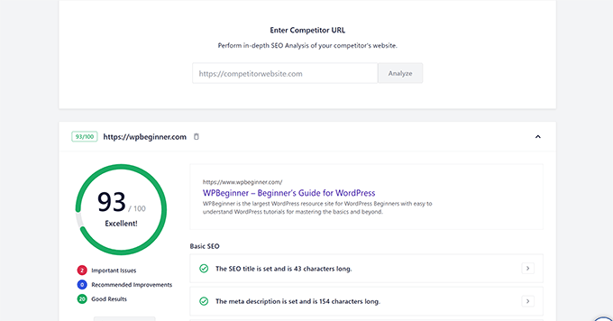 Competition analysis tool in All in One SEO Competition analysis tool in All in One SEO