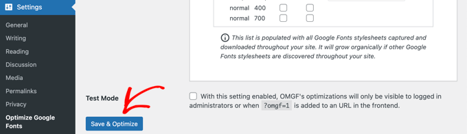 Click the Save and Optimize Button Click the Save & Optimize Button