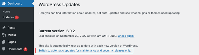 Disable Automatic WordPress Updates Except Security Updates Disable Automatic WordPress Updates Except Security Updates