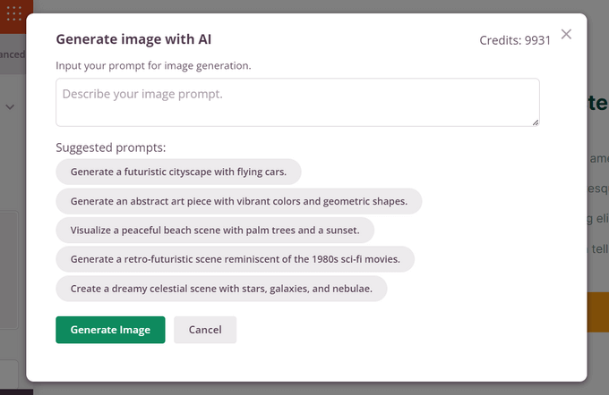 Type a description of the image you want to generate Type a description of the image you want to generate