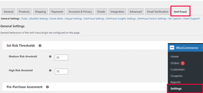 Anti-Fraud settings Anti-Fraud settings