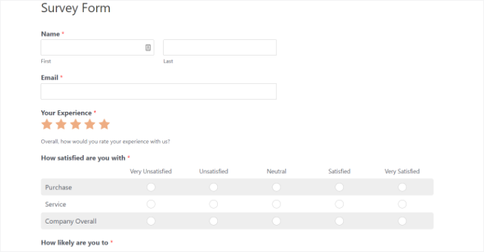 Survey form preview