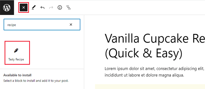 Add recipe block Add recipe block