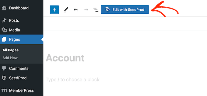 Editing the MemberPress account page using SeedProd Editing the MemberPress account page using SeedProd