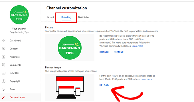 Upload YouTube banner image Upload YouTube banner image