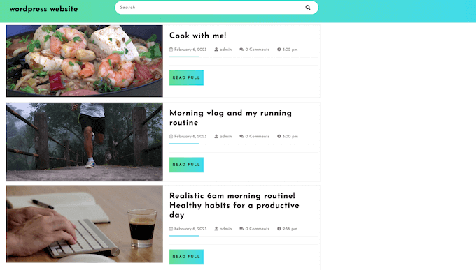 A custom homepage on a WordPress vlog A custom homepage on a WordPress vlog