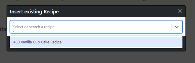 Select recipe Select recipe