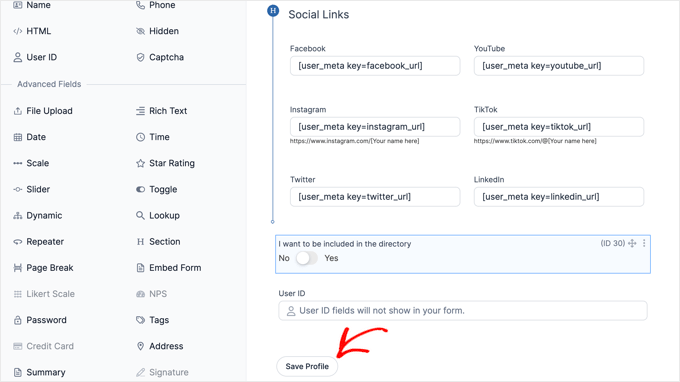 Click the Save Profile Button When Finished Click the Save Profile Button When Finished