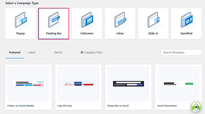 Select the floating bar template Select the floating bar template