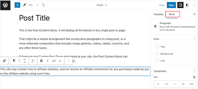 Styling affiliate disclaimers using the WordPress FSE block-based editor Styling affiliate disclaimers using the WordPress FSE block-based editor