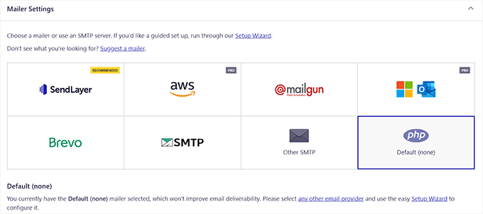 Choose a mailer in Easy WP SMTP Choose a mailer in Easy WP SMTP