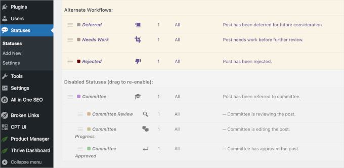 wordpresshostingpricing Alternative and disabled custom post statuses