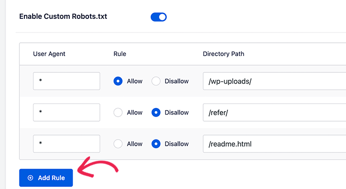 Adding custom rules to a robots.txt file Adding custom rules to a robots.txt file
