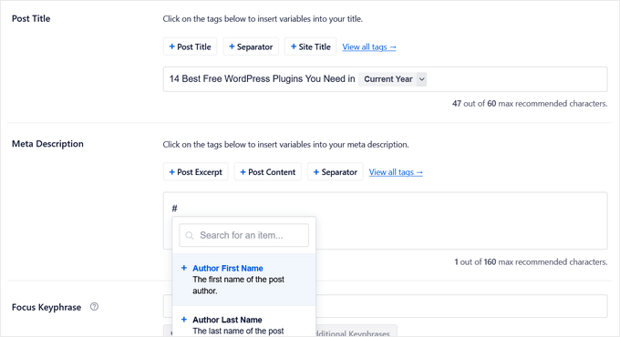 Using dynamic tags in an SEO meta description Using dynamic tags in an SEO meta description