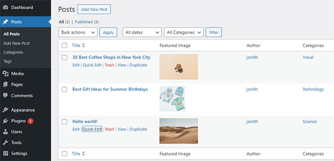 Featured image column Featured image column