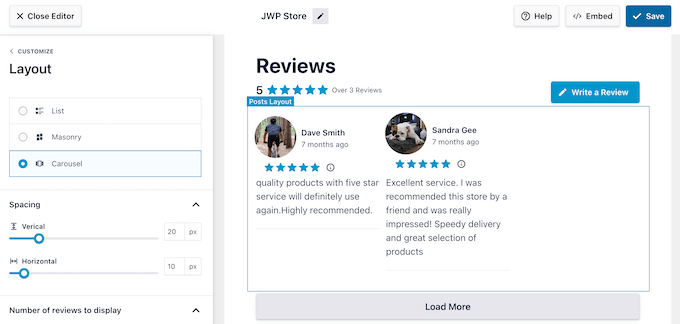 Changing the layout of ab embedded review feed Changing the layout of ab embedded review feed