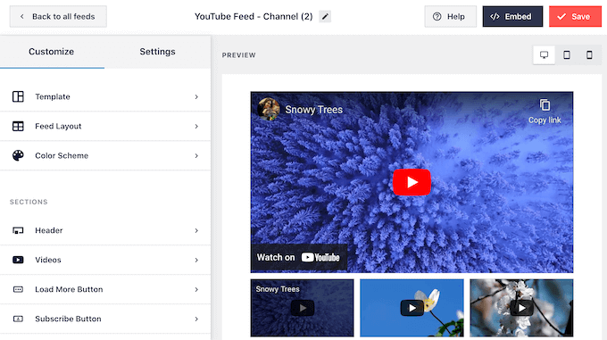 Customizing the YouTube feed using Smash Balloon's user-friendly editor Customizing the YouTube feed using Smash Balloon's user-friendly editor