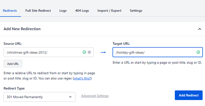 Adding a new redirect in WordPress using All in One SEO Adding a new redirect in WordPress using All in One SEO