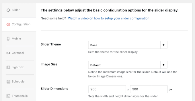 The Soliloquy slider settings The Soliloquy slider settings